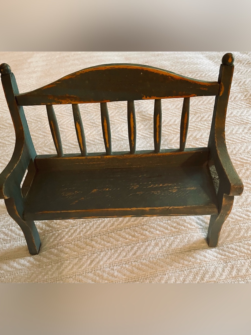 Distressed Blue Wooden Decorative Accent miniature wooden doll bench